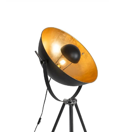 Lampada Piantana Terra Design Moderno Industriale Metallo Luce E27 Nero oro