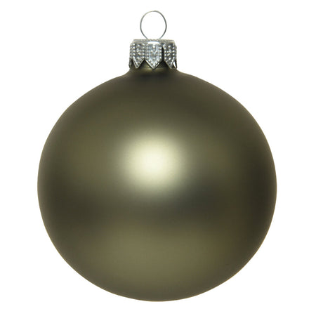 Palline per albero di Natale in vetro decorate color Verde Muschio Opaco