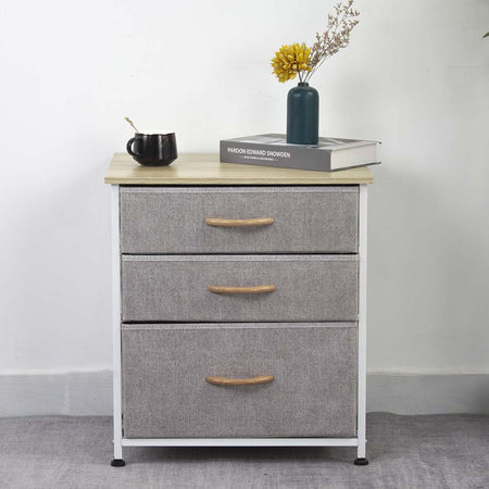 Mobile Cassettiera 3 Cassetti Metallo Legno e Tessuto 50x40 H 50cm Casa Ufficio