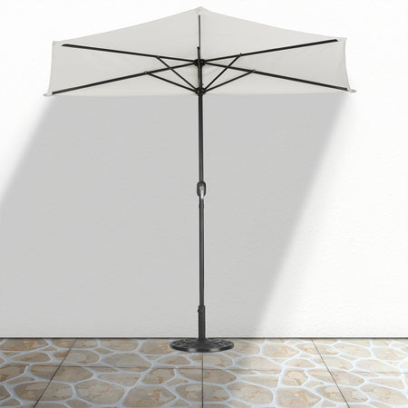 Ombrellone Semicircolare Filo Muro da Giardino 270cm con Manovella Beige