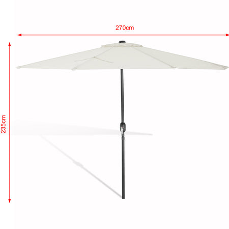 Ombrellone Semicircolare Filo Muro da Giardino 270cm con Manovella Beige