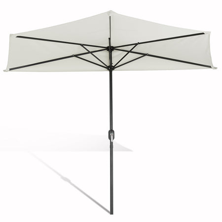 Ombrellone Semicircolare Filo Muro da Giardino 270cm con Manovella Beige