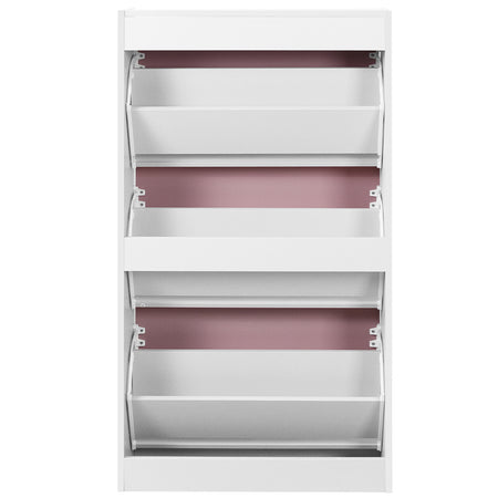 Scarpiera 3Ante Doppia Profondità Salvaspazio Bianco Rosa 63x24 H115cm Mdf