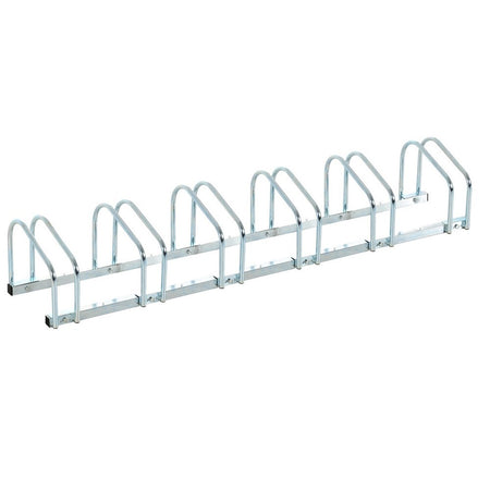 Rastrelliera Parcheggio Bici 6 Posti in Acciaio 33x27x162 cm Silver