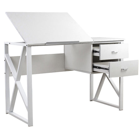 Scrivania Ufficio Piano Regolabile Cassettiera 2 Cassetti Porta PC Design Moderno