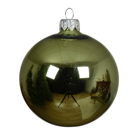 Palline per albero di Natale in vetro decorate color te verde lucido