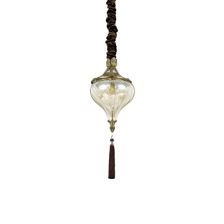 Sospensione Vintage-Decò Harem Metallo Ottone Brunito 1 Luce E27