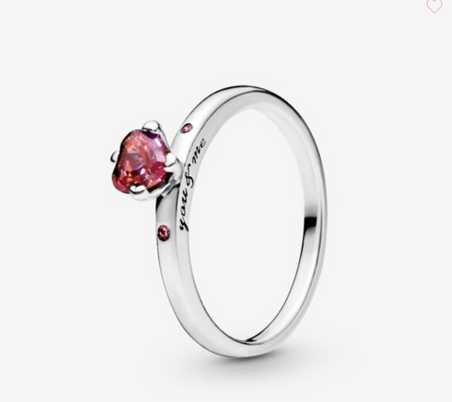 Pandora anello con cuore rosso scintillante