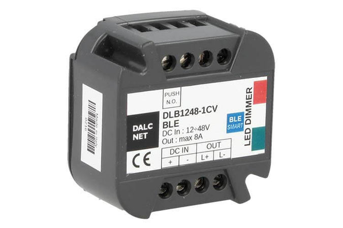 Dalcnet Led Dimmer Con Smartphone Tramite Bluetooth e Pulsante N.O. DLB1248-1CV-BLE 12V 24V 48V 8A App Android iOS