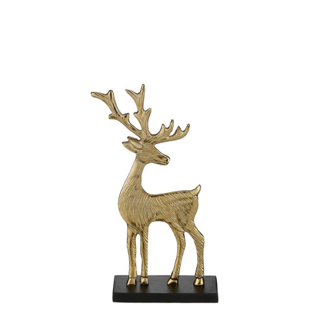 Statuetta Renna oro con base nera decorativa per il natale