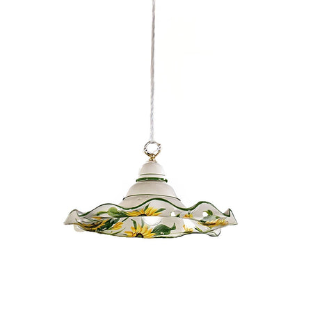 Lampadario ceramica Lampadari Bartalini 2217.3 E27 LED 32CM piatto girasole artigianale