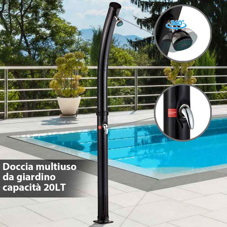 Doccia Solare da Giardino 20 LT con Miscelatore per Esterno Piscina Campeggio
