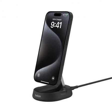 Belkin SUPPORTO RICARICA WIRELESS QI2 15W + ALIMENTATORE (BOOST CHARGE PRO CONVERTIBLE - QI2 15W MAGNETIC CHARGING STAND)