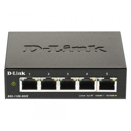 D-Link DGS-1100-05V2/E switch di rete Gestito L2 Gigabit Ethernet (10/100/1000) Nero