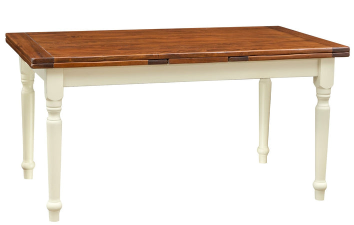 Biscottini Tavolo allungabile Country con struttura bianca anticata piano noce in legno massello di tiglio Made in Italy