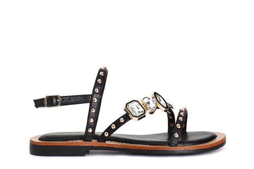 SANDALO ASIMMETRICO IN NAPPA CON ACCESSORIO