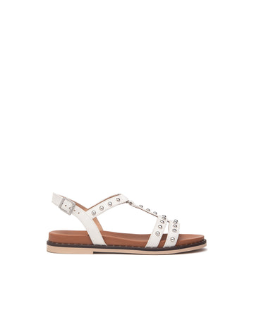 Nero Giardini sandali donna in pelle col. osso con borchie