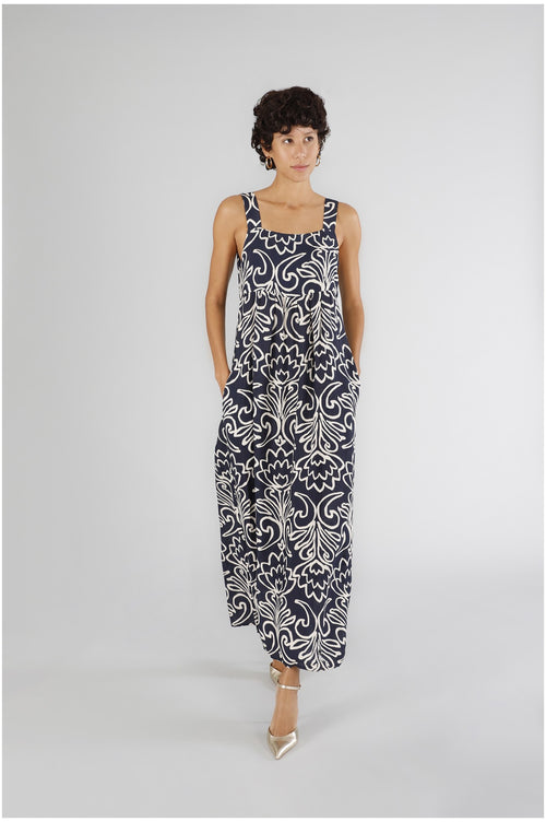 ABITO LUNGO IN MAROCAINE STAMPATO