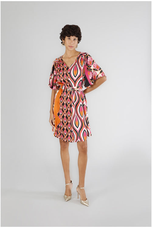 ABITO TIPO TUNICA IN SATIN STAMPATO