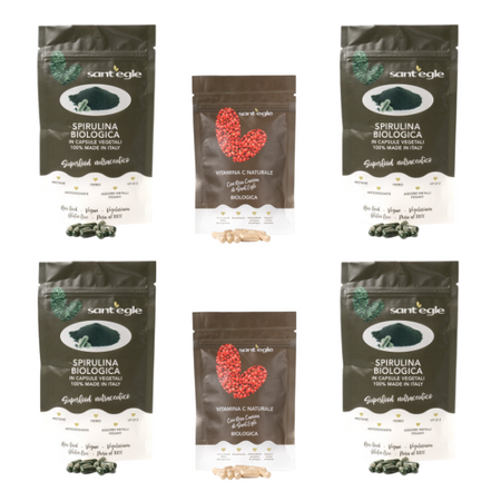 4 confezioni di spirulina biologica Italiana + 2 confezioni VitC biologica