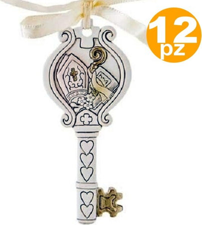 12 Bomboniera Bomboniere Chiave Cresima Mitria Bianco Oro Ceramica Appendino Casa e cucina/Hobby creativi/Materiali per hobby creativi/Forniture per feste/Bomboniere Trade Shop italia - Napoli, Commerciovirtuoso.it