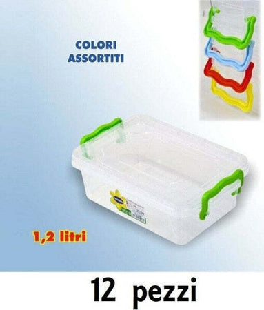 12-Contenitori-Plastica-1-Lt-Cibo-Alimenti-Frigorifero-Rettangolari-Manici
