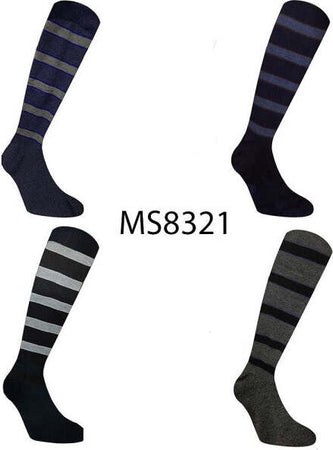 12-Paia-Calzini-Da-Uomo-Lunghi-Cotone-Caldo-A-Righe-Vari-Colori-Ms8321