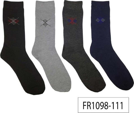 12-Paia-Di-Calzini-Uomo-In-Cotone-Colorati-Mezza-Gamba-Rombi-Fr1098-111