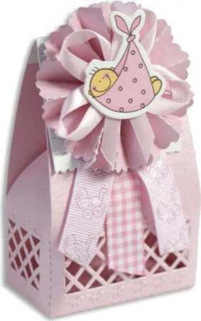 12-Scatolina-Porta-Confetti-Bomboniera-Nascita-Battesimo-Bimba-Rosa-Femmina