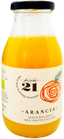12 x Succo di Arancia Siciliana in Vetro 25 cl. Cad Spremuta di Arancia 100% Pura Senza Zuccheri e Conservanti Secolo21