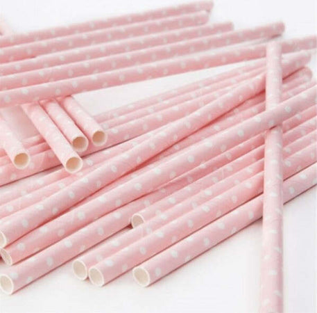 120-Cannucce-Rosa-Confetto-Pois-Cannuccia-Compleanno-Party-Nascita-Battesimo