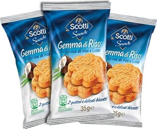 120x Gemma Di Riso Al Cocco Riso Scotti Snack 35 Gr Biscotti al Cocco Confezionati Mono Porzione Alimentari e cura della casa/Pasticceria e prodotti da forno/Biscotti/Assortiti Non solo alimenti - Albano Laziale, Commerciovirtuoso.it