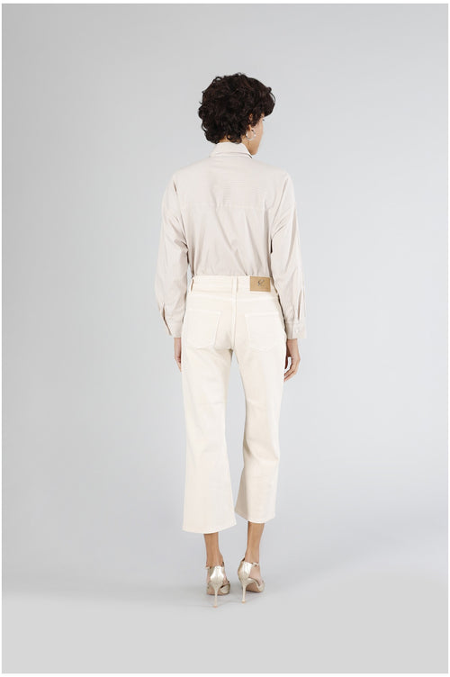 PANTALONE BOOTCUT CROPPED IN BULL DENIM