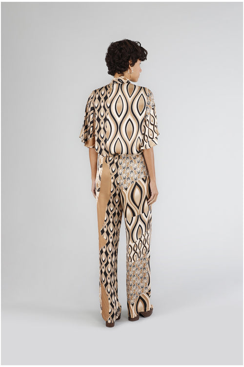 PANTALONE PALAZZO IN SATIN STAMPATO