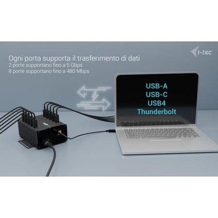 USB-C /USB-A Metal Charging + Data HUB, 15W Per Port, 10x USB-C
