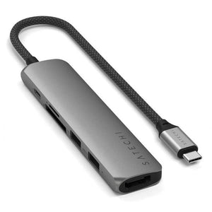 Satechi ST-P6SM hub di interfaccia USB tipo-C 10000 Mbit/s Grigio (Satechi 6-in-1 USB-C Slim Multiport Ad)