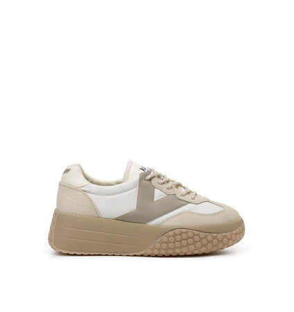 Kehnoo sneakers donna in camoscio e nylon white-tortora KW9768