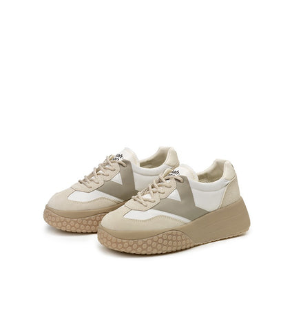 Kehnoo sneakers donna in camoscio e nylon white-tortora KW9768