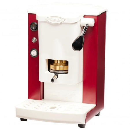 FABER PICCOLA SLOT BASIC (BORGOGNA E BIANCO) - MACCHINA PER CAFFE'' - PRESSACIALDA IN OTTONE - TELAIO METALLO E POLICARBONATO