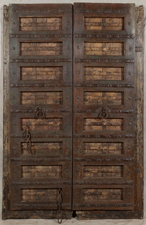 Biscottini Porta portone in legno massello e ferro da interno o da esterno vecchia e antica medievale scorrevole