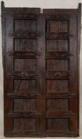 Biscottini Porta portone in legno massello e ferro da interno o da esterno vecchia e antica medievale scorrevole