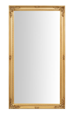 Biscottini Specchio Specchiera da parete e appendere verticale/orizzontale L73xPR4xH133 cm finitura foglia oro anticato.
