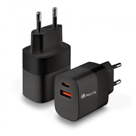 NGS CARICATORE DA PARETE ULTRAVELOCE DA 33W CON 2 PORTE: USB-C + USB-A, RICARICA SIMULTANEA