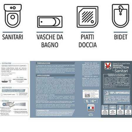 V33 Rinnovare Smalto e Finitura per Sanitari - Rigenerazione Professionale lt.1