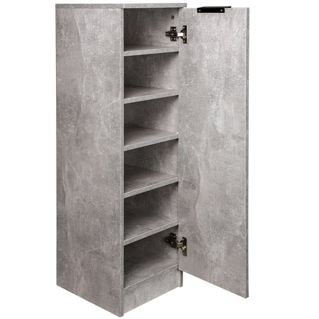 Mobile Scarpiera 6 Ripiani in Legno MDF 30x35 H 100 cm Multiuso Cemento Moderno
