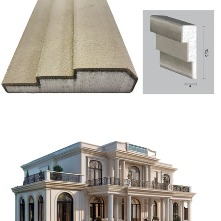€13,99ml *** STOCK *** Pacco da 8ml di cornice decorativa in XPS Resinata per esterno 15,5x4x200cm PD125 - Eternal Parquet