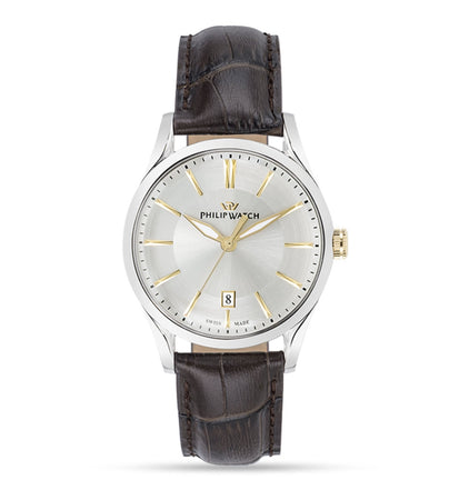 Orologio PHILIP WATCH uomo Sunray datario marrone / argento