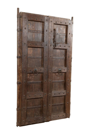 Biscottini Porta portone in legno massello e ferro da interno o da esterno vecchia e antica medievale