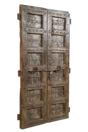 Biscottini Porta portone in legno massello e ferro da interno o da esterno vecchia e antica medievale