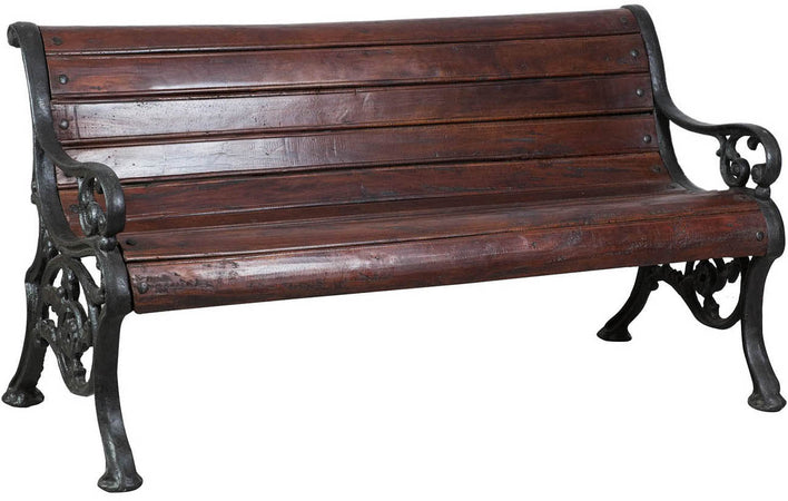 Biscottini Panchina in legno massiccio e ghisa L145xPR65xH77 cm